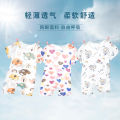 Infant and toddler combed cotton jumpsuit short-sleeved breathable male and female baby summer clothes and thin newborn pajamas for summer.