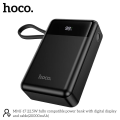 Hoco MMJ-17 Fully Compatible 22.5W Fast Charging 20000mAh Powerbank with Digital Display & 2 Built in Cable (Type-C & lightning) - Black. 