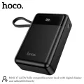 Hoco MMJ-17 Fully Compatible 22.5W Fast Charging 20000mAh Powerbank with Digital Display & 2 Built in Cable (Type-C & lightning) - Black.