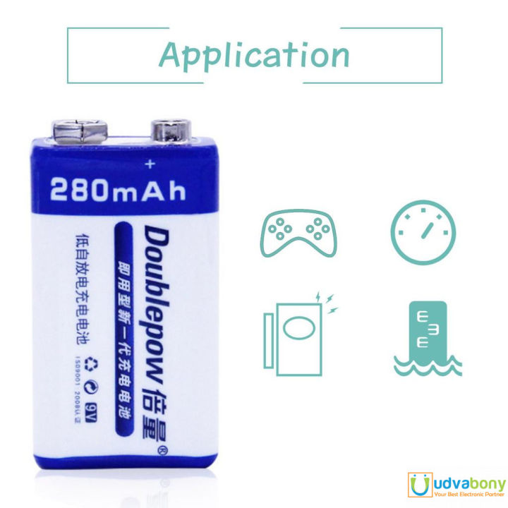 Doublepow%209V%20Rechargeable%20Battery%20280mAh%20Large%20Capacity%206F22%20Ni-MH%20Battery%20for%20Multimeter%20Charging%20Battery%20DIY%20-%20Image%203
