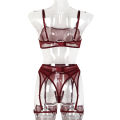 Ellolace Sensual Lingerie See Through Bra Kit Push Up Sheer Lace Intimate Soft Sets Garter Underwear Uncensored. 