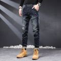 Brand Man Jean Stretch Slim Fit Dark Blue Streetwear Pants Original Man Jeans Patchwork Denim Trousers 2022 Spring And Autumn. 