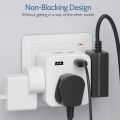 LENCENT 3-Side Charger 5 in 1 Design with 3 AC Outlets and 2 USB Ports Plug Extension 3 Way Multi Charger Wall Socket 3 Pin Singapore Plug Adaptor for Home Office, 13A 3250W.