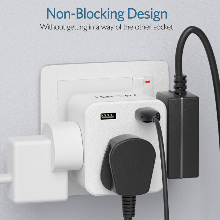 LENCENT%203-Side%20Charger%205%20in%201%20Design%20with%203%20AC%20Outlets%20and%202%20USB%20Ports%20Plug%20Extension%203%20Way%20Multi%20Charger%20Wall%20Socket%203%20Pin%20Singapore%20Plug%20Adaptor%20for%20Home%20Office,%2013A%203250W%20-%20Image%208
