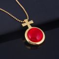 Anime Saga of Tanya the Evil Necklace Tanya Von Degurechaff Red Crystal Cross Pendant Necklac For Women Men Couples Jewelry. 