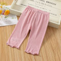GC Toddlers Leggings Kids Girls Cropped Pants Solid Color Elastic Waist Belt Summer Outerwear Bottoms Pants. 