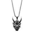 Japanese Oni Samurai Necklace Punk Personality Demon Ghost Mask Pendant Necklaces Men Jewelry Hip Hop Rock Long Chain Jewelry. 
