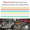 120pcs Mini Blade Fuses Auto Car Truck Assortment Fuse Kit 5A 10A 15A 20A 25A 30A.