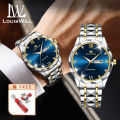 LouisWill Men Watch Men's Fashion Simple Double Calendar Three-Eyed Design Waterproof Steel Band Watch Waterproof Quartz Watch Fashion Men Watches Luxury Men Watch Business Casual. 