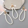 Pearl Bead Flower Bowknot Phone Chain Key Ring Keychain Bag Hanging Rope Pendant Fullhouse.