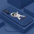 Samsung Galaxy S24 Ultra S24+ Plus S24Ultra Astronaut NASA Liquid Silicon Case All-Inclusive Lens Soft Shockproof Phone Casing with Strap. 