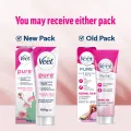 Veet Pure™ Hair Removal Cream 100g Normal Skin for Body & Legs, Freshest Smell with With Organic Aelo Vera and Rose Extract, Dermatologically Tested. 