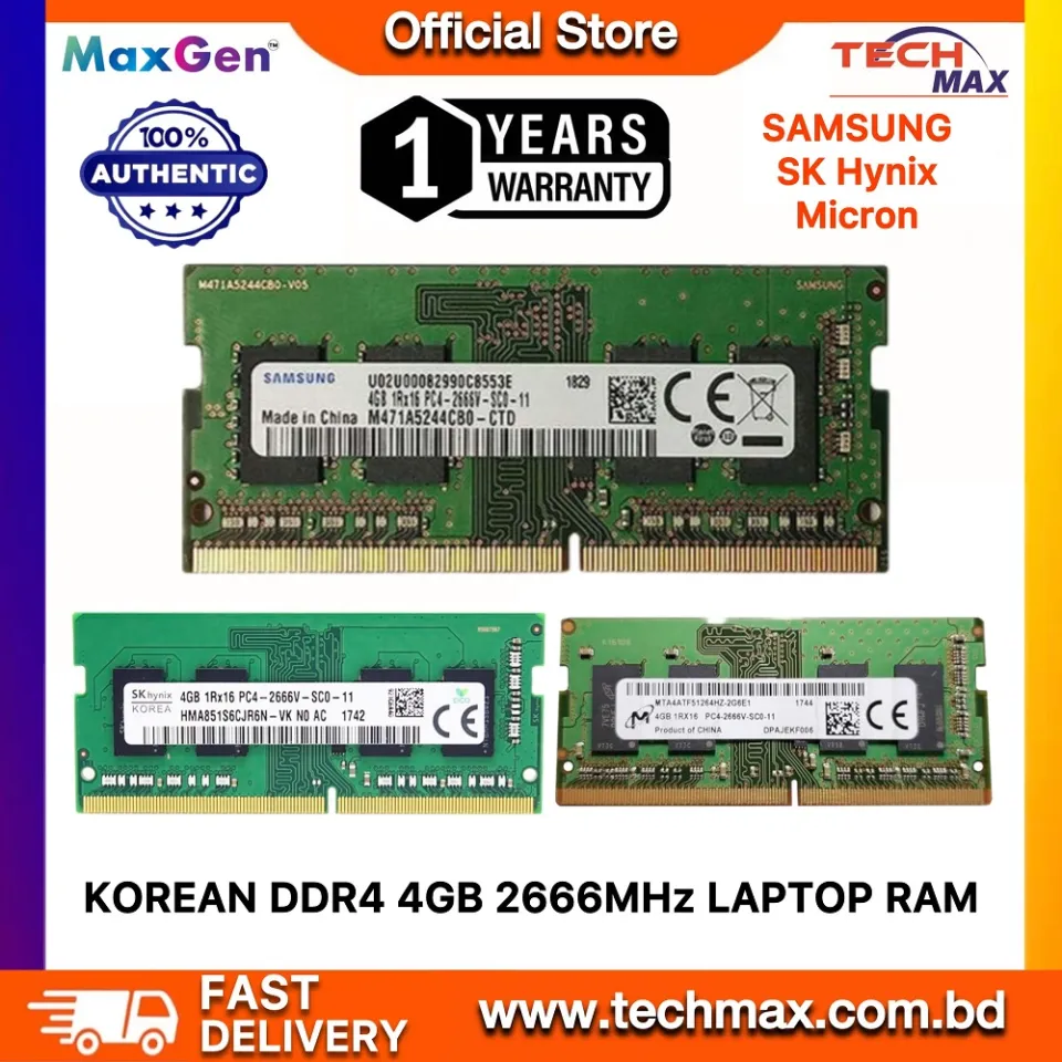 Samsung SK Hynix Micron 4GB DDR4 2666Mhz PC4-21300 CL19