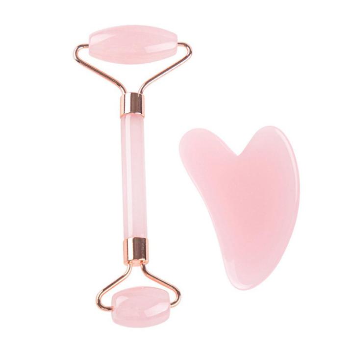 New Jade Roller et Gua ha Facial Roller kin Care Tool For Crytal Jade Roller - Pink