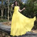 New Summer Chiffon Extra Long Large Swing Dress Women Solid Chiffon Beach Dress Summer Bohemian Maxi Dress Ladies Party Vestidos.