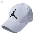 Black Embroidery Jordan Logo Full White Curved Cap For Men.