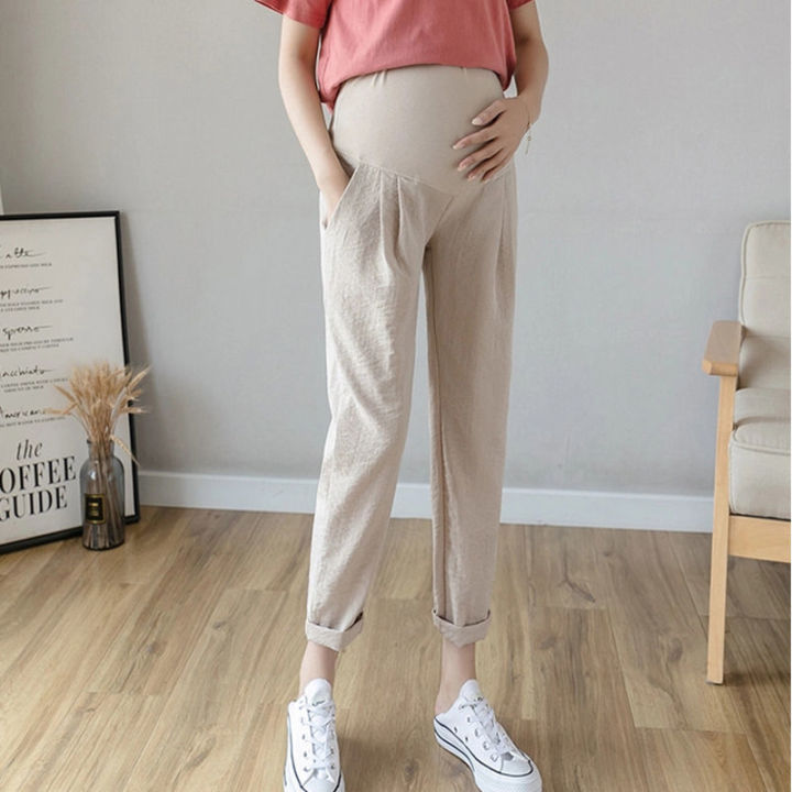 Summer%20Thin%20Cotton%20Linen%20Maternity%20Pants%20Belly%20Casual%20Straight%20Loose%20Pants%20Clothes%20for%20Pregnant%20Women%20Pregnancy%20Trousers%20-%20Image%202