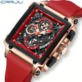 CRRJU Sports Men's Watch, Multifunctional Chronograph Waterproof Square Wristwatch. 