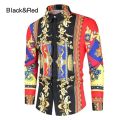 New Luxury Royal Shirt Men Casual Slim Fit Long Sleeve Men Paisley Print Shirt Camisa Social Prom Party Shirt Cool Popular Tops.