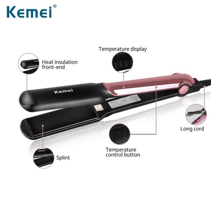 Kemei KM - 2113 Tourmaline 2 In 1 Ceramic Coating Electric Corn Curler Hair Straightener Straight Iron Curling Styling Tools