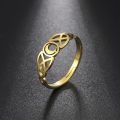 COOLTIME Moon Finger Ring for Triquetera Irish Knot Steel Color Stainless Steel Gifts for Men Lover Couple Rings Jewelry.