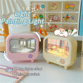 GC LED Night Light Cute TV Painting Design Learning Table Lamp USB Charging 2-Level Lighting Mini Desktop Light Birthday Gift. 