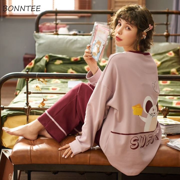 Pajama%20Sets%20Women%20Kawaii%20Print%20Chic%20Ulzzang%20Soft%20Spring%20Fall%20Lady%20Pjs%20Sleepwear%20Oversize%20Popular%20Ins%20Loose%20Preppy%20Girls%20Homewear%20-%20Image%203