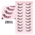 10 Pairs Eyelashes 3D Natural False Lashes Fluffy Soft Cross Manga Lashes Clear Stem Wispy Natural Eyelash Extension Makeup. 