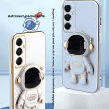 Tokifu For Samsung Galaxy A05s Back Cover With Astronaut Folding Holder Luxury 6D Plating Case Soft Silicone Bracket Phone Cases. 