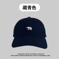 American-Style Brushed Gray Embroidered Baseball Cap Female Sun-Proof Soft Top Polar Bear Peaked Cap Men's Small Face.