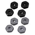 2 Set Aluminum Alloy 12mm Combiner Wheel Hub Hex Adapter Upgrades for Wltoys 144001 1/14 RC Car Spare Parts,Black & Grey.