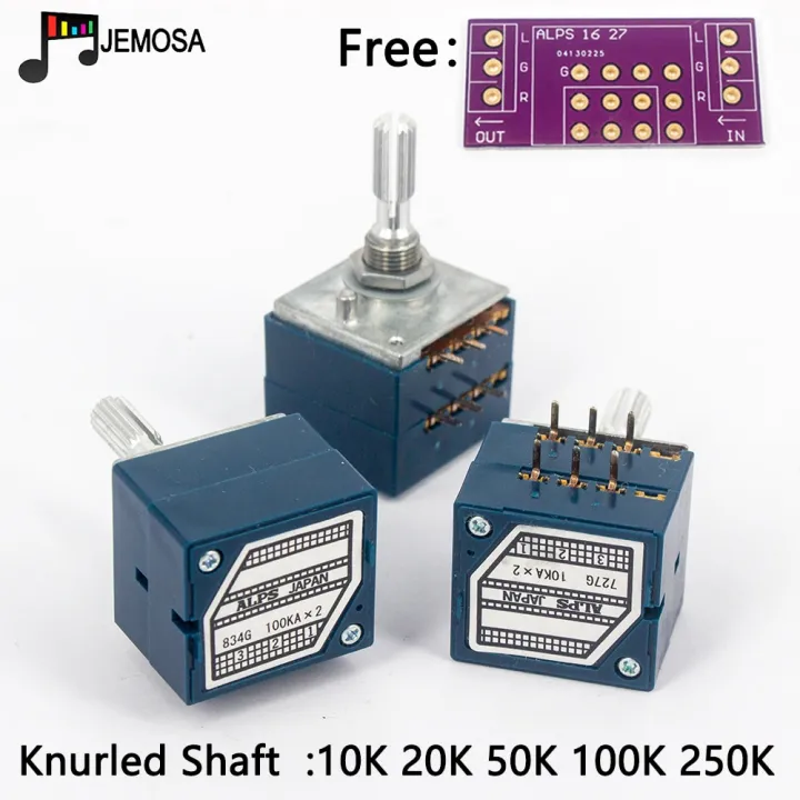 1PC%20Japan%20ALPS%20RK27%20Volume%20LOG%20Stereo%20Potentiometer%202-gang%20Dual%2010K/20K/50K/100K/250K%20%20Potentiometer%20Knurled%20Shaft%20+%20PCB%20-%20Knurled%20Shaft%20%20250KA%20-%20Image%203