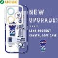 UCUC for Infinix Smart 8/Pop 8/Hot 40i/Spark 20 20C/Spark Go 2024 Back Cover Astronaut Label Transparent TPU Ultra Thin Soft Phone Cases.