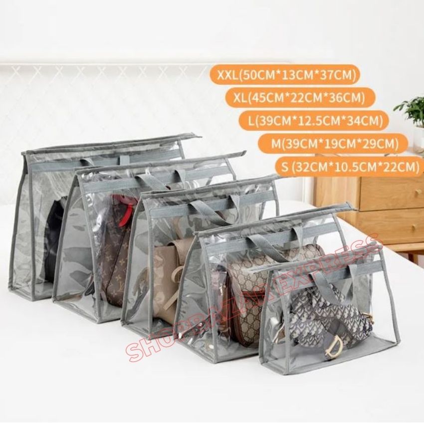 XXL Size Handbag Storage Bag 1 Pcs Dustproof Premium Quality Transparent Purse Storage Bag for Hanging Closet with Zipper.