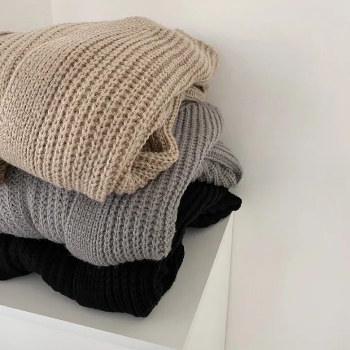 Korean%20version%20lazy%20wind%20pit%20strip%20long%20sweater%20women's%20coat%202023%20new%20solid%20color%20loose%20balloon%20sleeve%20knitted%20cardigan%20tide%20-%20Image%204