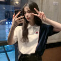 Early Autumn Fresh Top Harajuku Style Cute Lapel polo Student Fashion Korean Style Shirt ulzzang Short Sleeve T Women's T-shirt. 