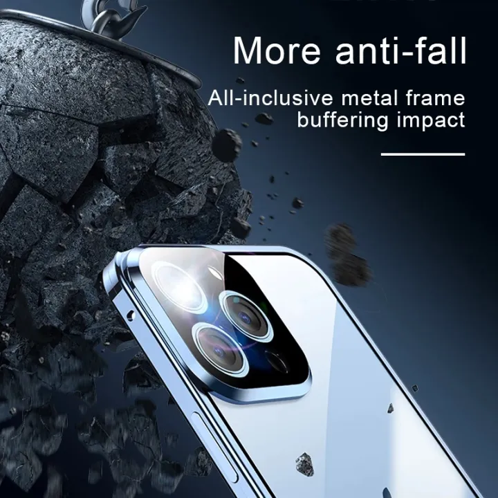 360%C2%B0Full%20Protection%20Metal%20Magnetic%20Double%20Sided%20Glass%20Snap%20Lock%20Case%20For%20iPhone%2015%20Pro%20Max%2014%2012%2011%2013%20Pro%20Max%20Plus%20Bumper%20Cover%20-%20Image%206