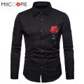 Retro Floral Shirts Men New 2018 Luxury Rose Embroidery Dress Shirt Long Sleeve Chemise Homme Social Streetwear Hawaiian Shirt. 