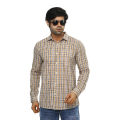 Casual check shirt for men white and yellow color. 
