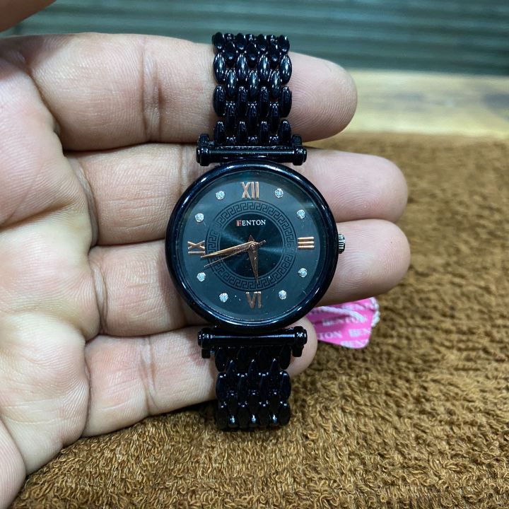 ladies Classic Watch Black Roman Numeral Clock Face With (1 Year Warranty) Made in India