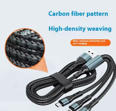 120W Charger Cable ,Data Cable Three In One Type C, B & Apple- Super Fast Charging Car one to three Huawei Universal