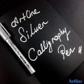 Artline 2.5mm Metallic Ink Calligraphy Pen | Water & Fade Resistant | Acid Free & Quick Drying | For Calligraphy, Hand Lettering, Colouring, Scrapbooking, Card Making | Silver. 