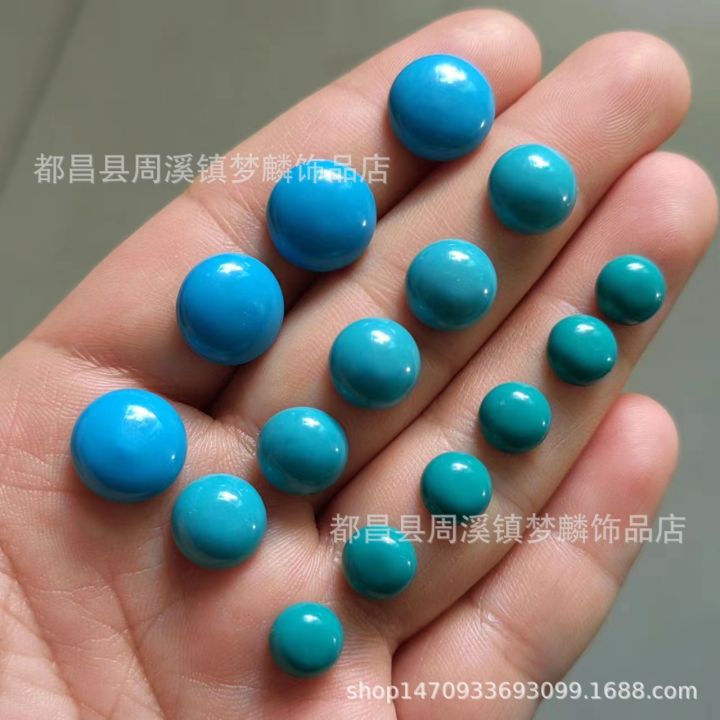 2~16mm Semicircle Flat Plain Surface without Grain Blue Turquoise Half Bread Bead DIY Jewelry Copper Silver Inlaid Hole Green