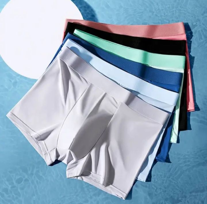 3Pcs Pure Silk Men's Comfort Breathable Boxer Brief Underwear