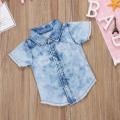Toddler Baby Boys Kids Short Sleeve Denim Shirts Babies Kids Jean Tops T-shirts Clothes Cool Boy Clothing. 