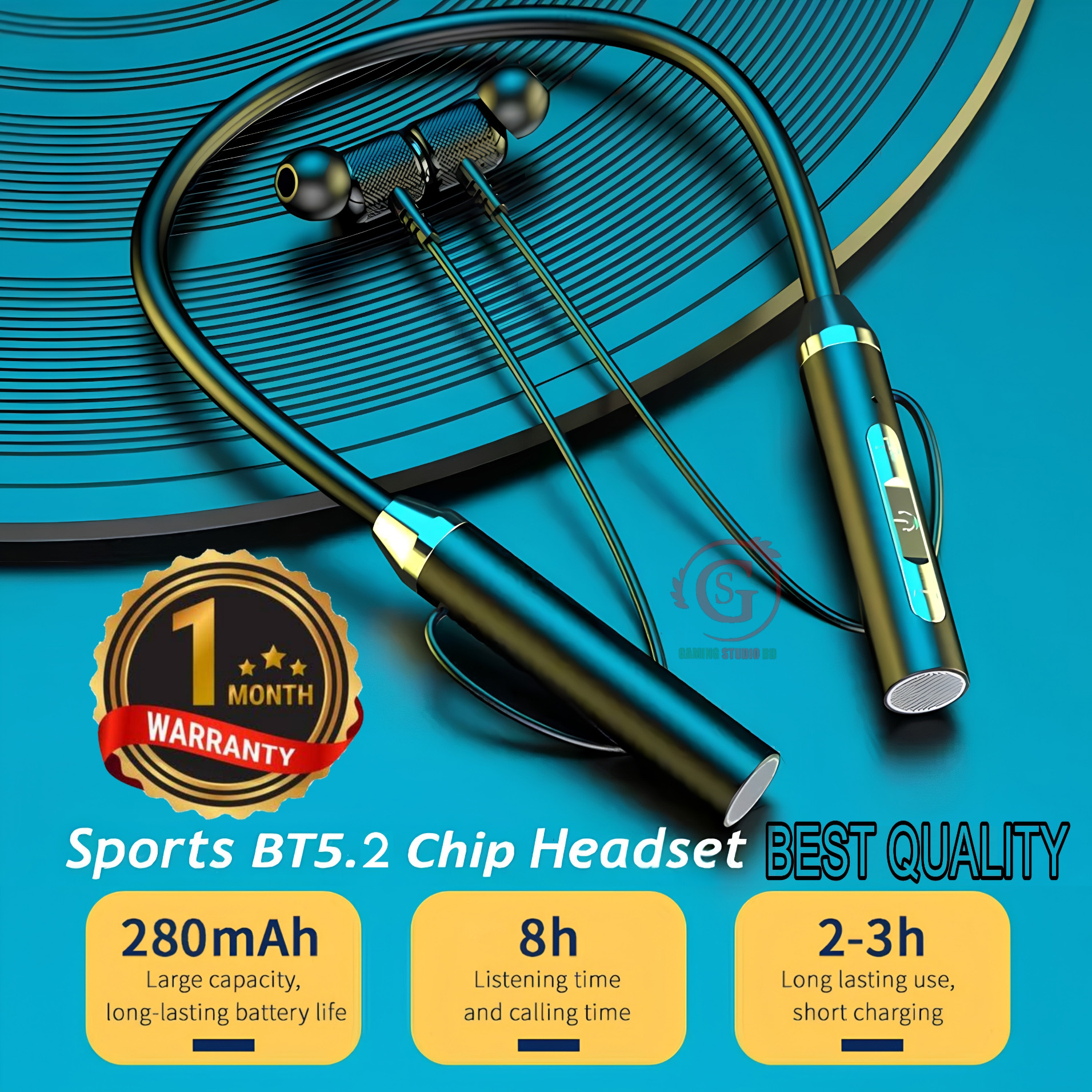 Bluetooth Neckband-upgraded Water Proof Headphone and Headset