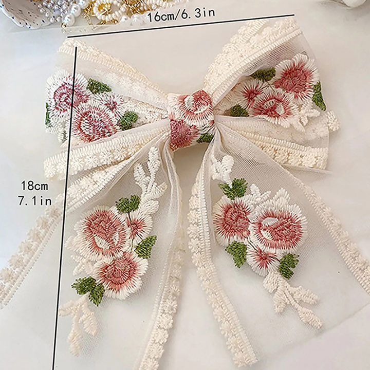 Embroidery%20Hair%20Bows%20Lace%20Big%20Bows%20Hairclip%20Women%20Elegant%20Spring%20Clip%20Spring%20WANNA%20-%20Image%204