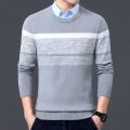 Shirt Collar Sweater Spring and Autumn Men's Business Casual Knitwear Pure Color All-Matching Dad Wear Cotton Knitwear Men's Clothing. 