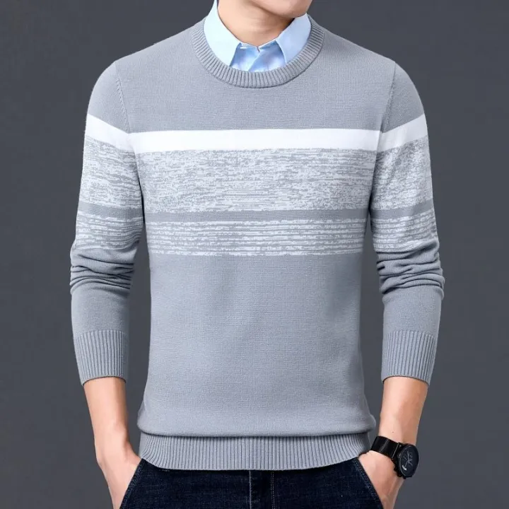 Shirt%20Collar%20Sweater%20Spring%20and%20Autumn%20Men's%20Business%20Casual%20Knitwear%20Pure%20Color%20All-Matching%20Dad%20Wear%20Cotton%20Knitwear%20Men's%20Clothing%20-%20Image%205