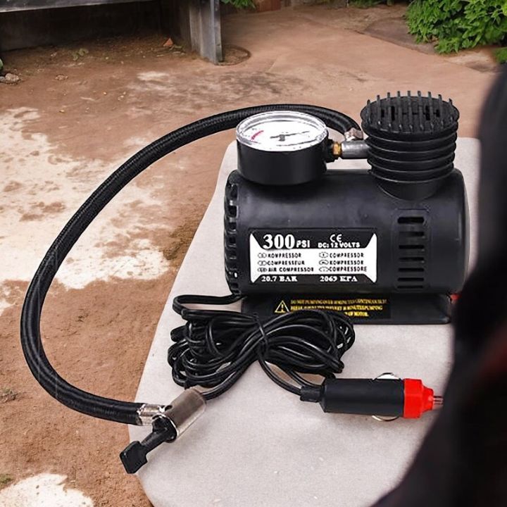 Portable 12v 300psi Heavy Duty Metal Air Compressor - Car Tire Inflator ...
